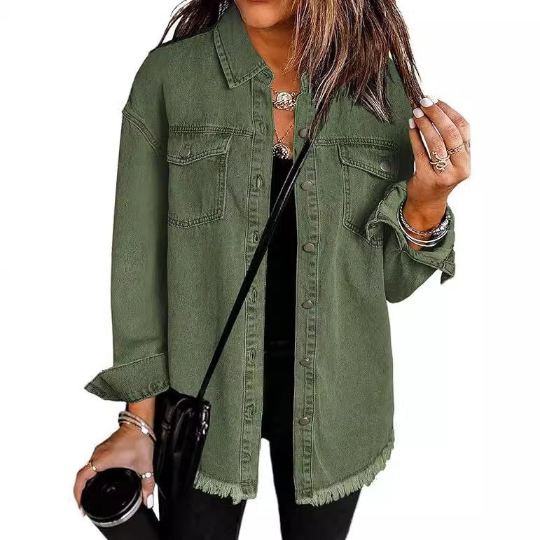 Veste en jean à boutons pour femme tendance