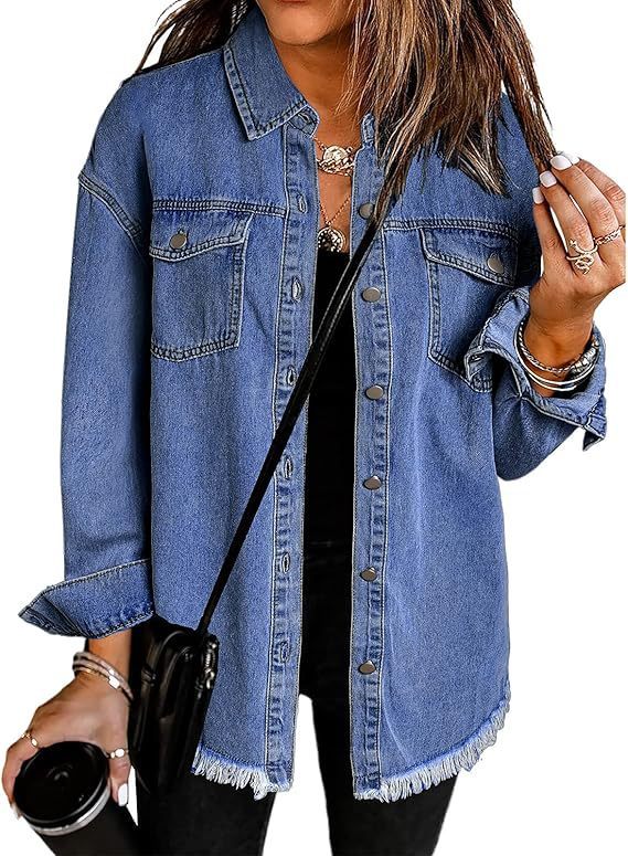 Veste en jean à boutons pour femme tendance
