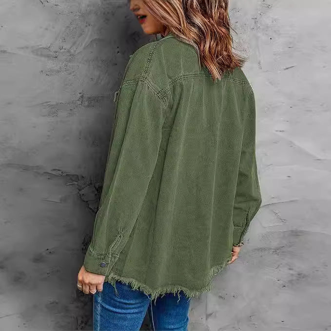 Veste en jean à boutons pour femme tendance