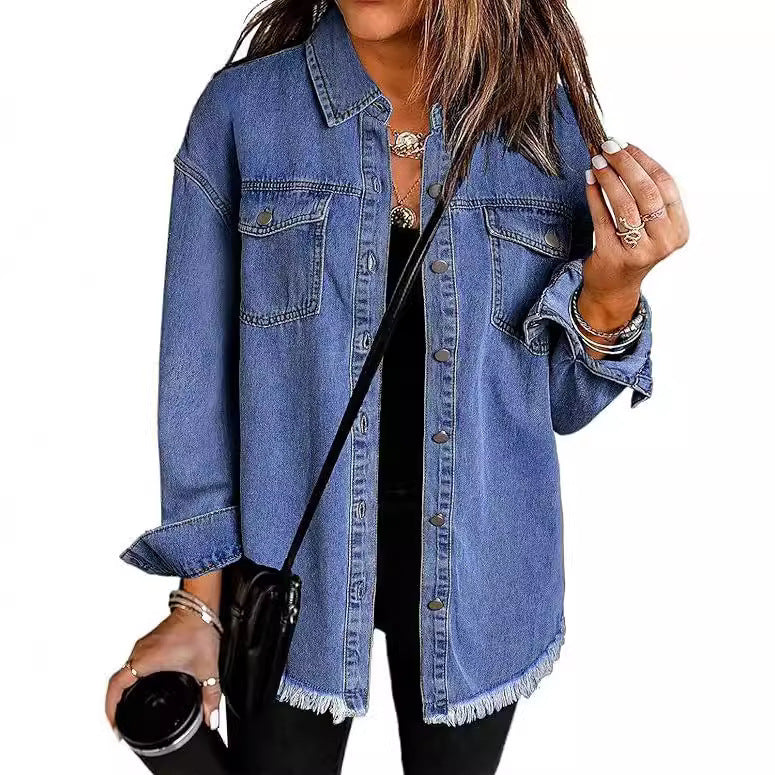 Veste en jean à boutons pour femme tendance