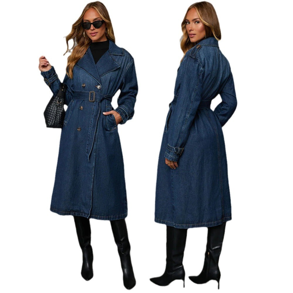 Manteau long en jean élégant pour femme