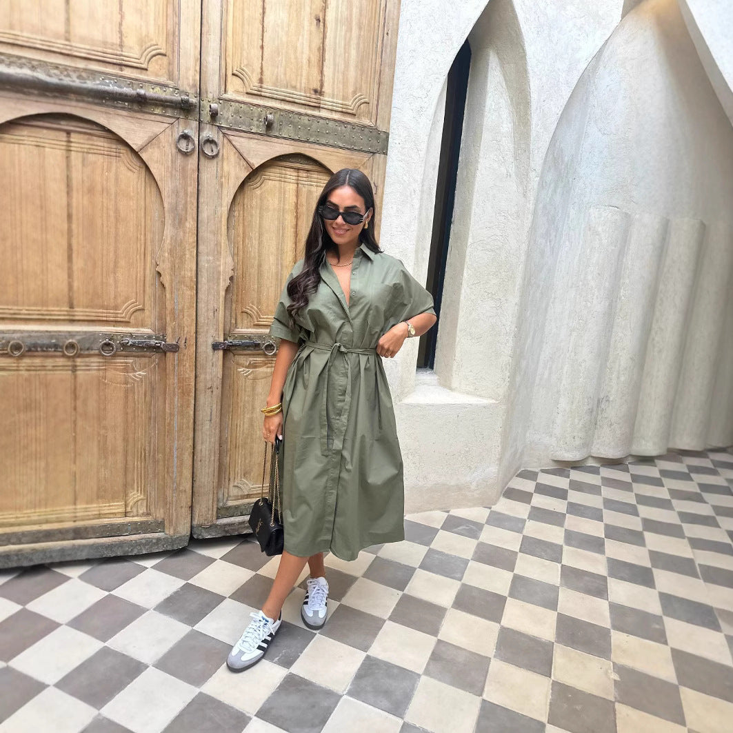 Robe longue ceinturée tendance pour femme