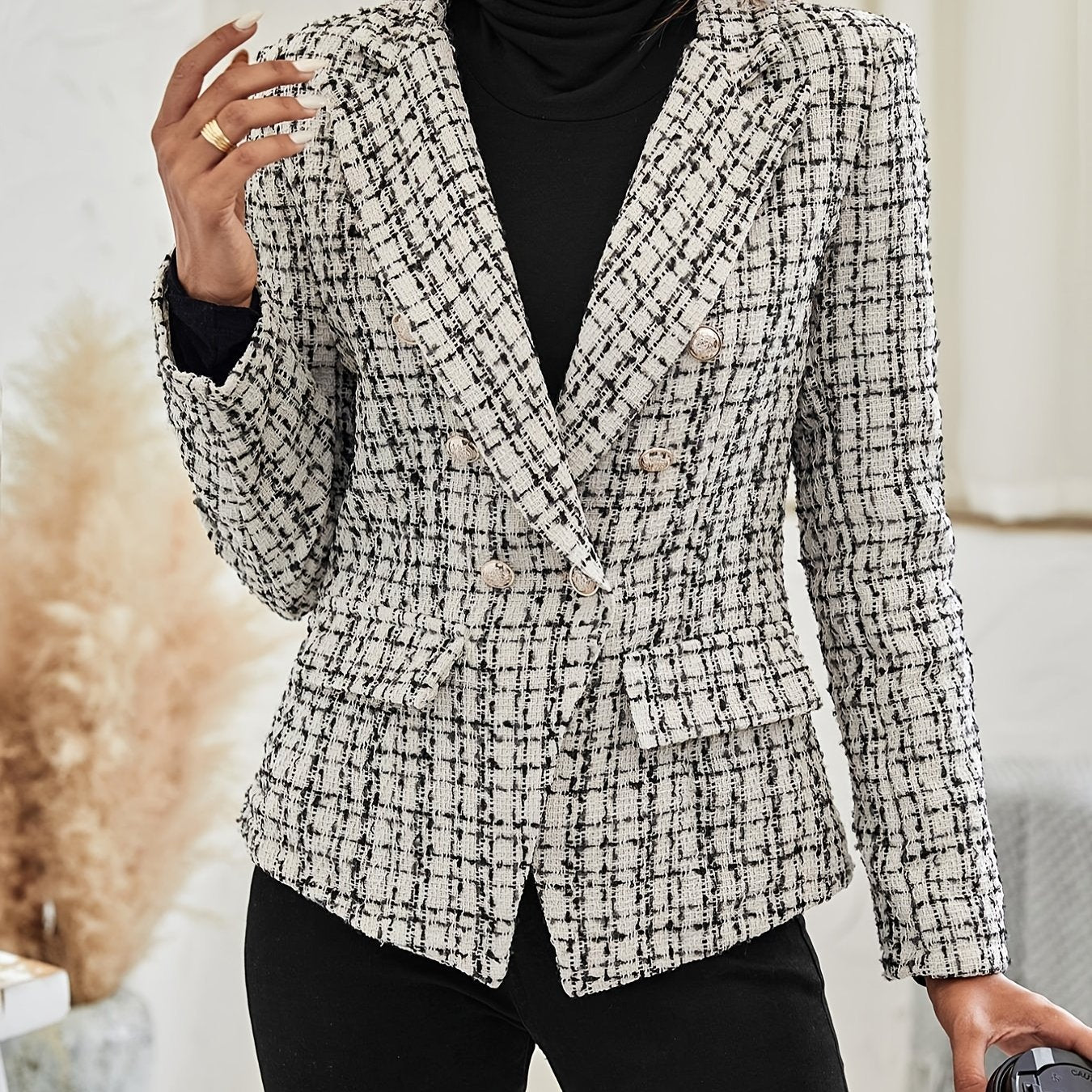 Blazer élégant à carreaux pour femme