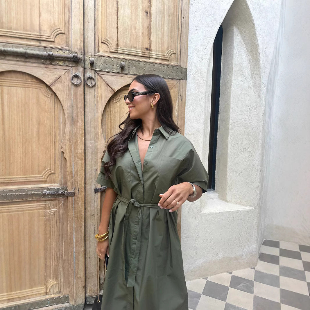 Robe longue ceinturée tendance pour femme