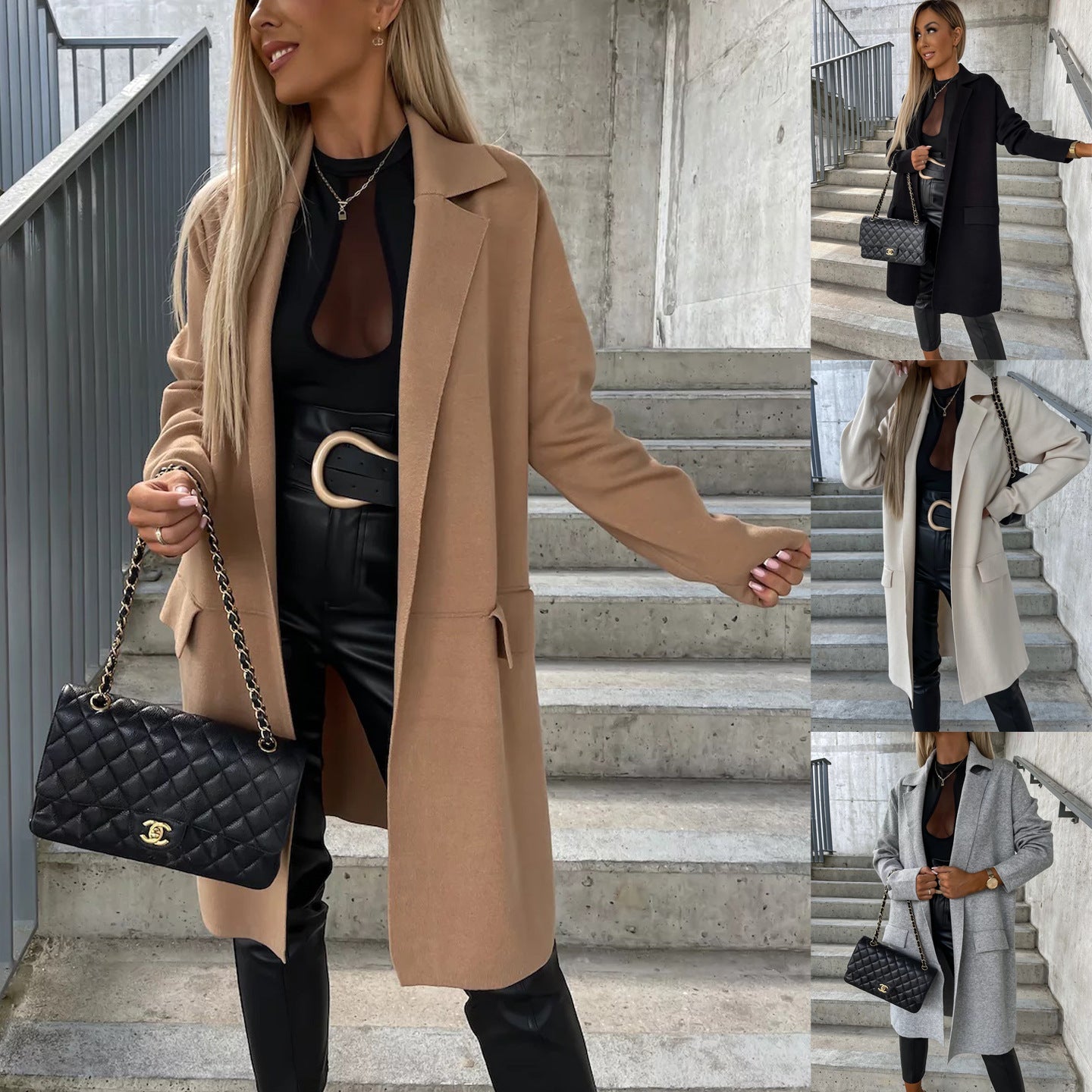 Manteau léger et ample en laine fine, idéal pour un look confortable et élégant
